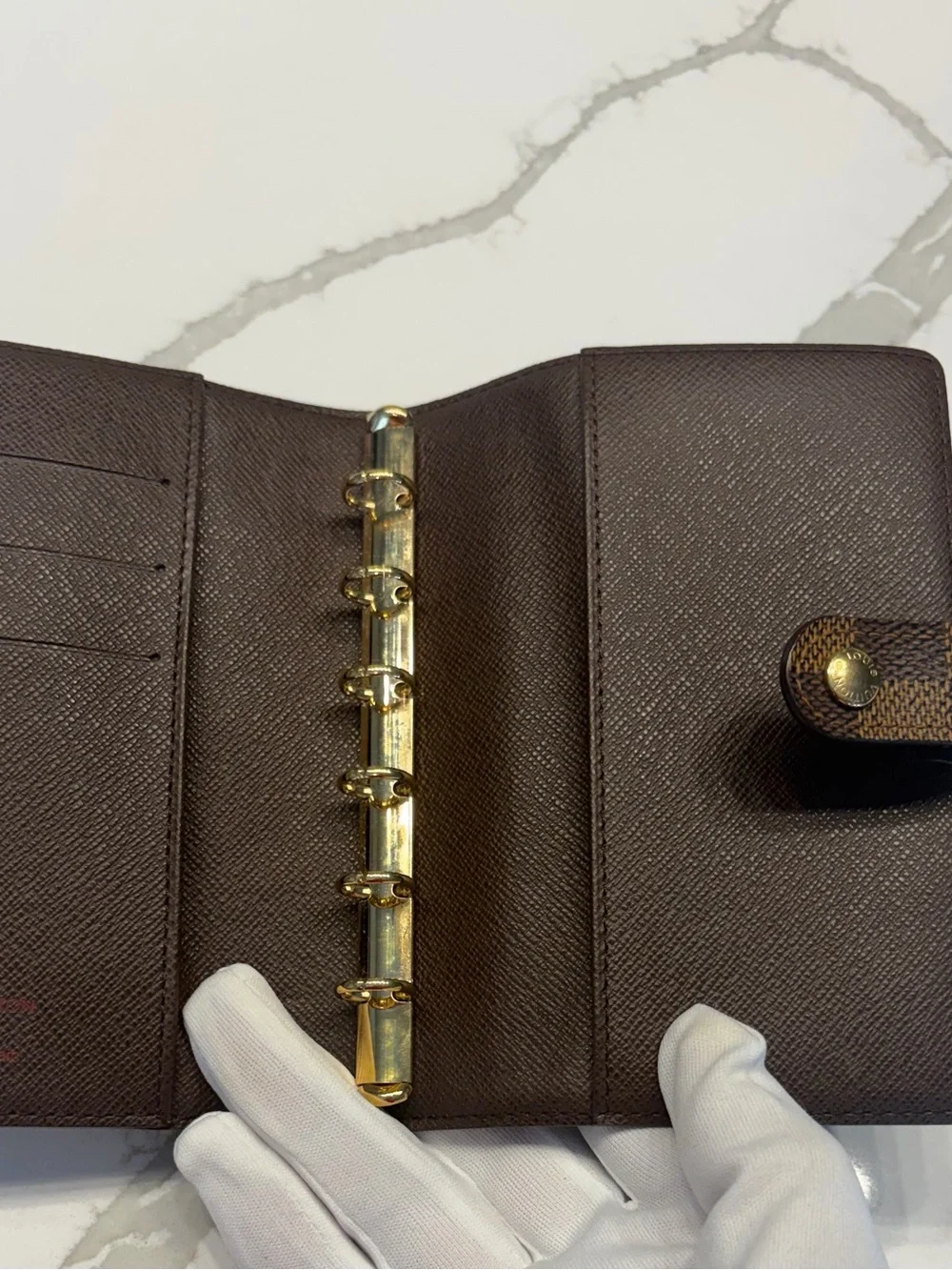 Louis Vuitton Damier Ebene Agenda PM w/ Gold Rings (Made in Spain)